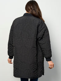 WOMEN'S LONG SLEEVE BUTTON UP FRONT POCKETS FLOWERS PADDED COAT