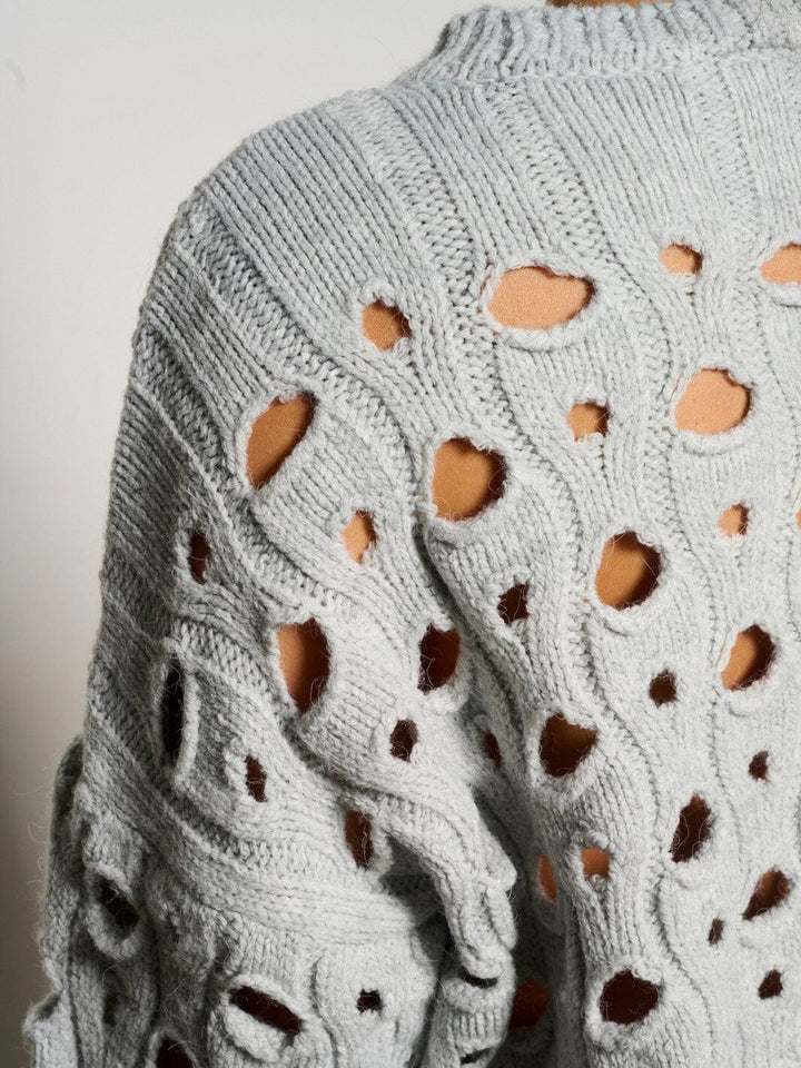 WOMEN'S LONG SLEEVE CUT OUT KNIT PULLOVER TOP