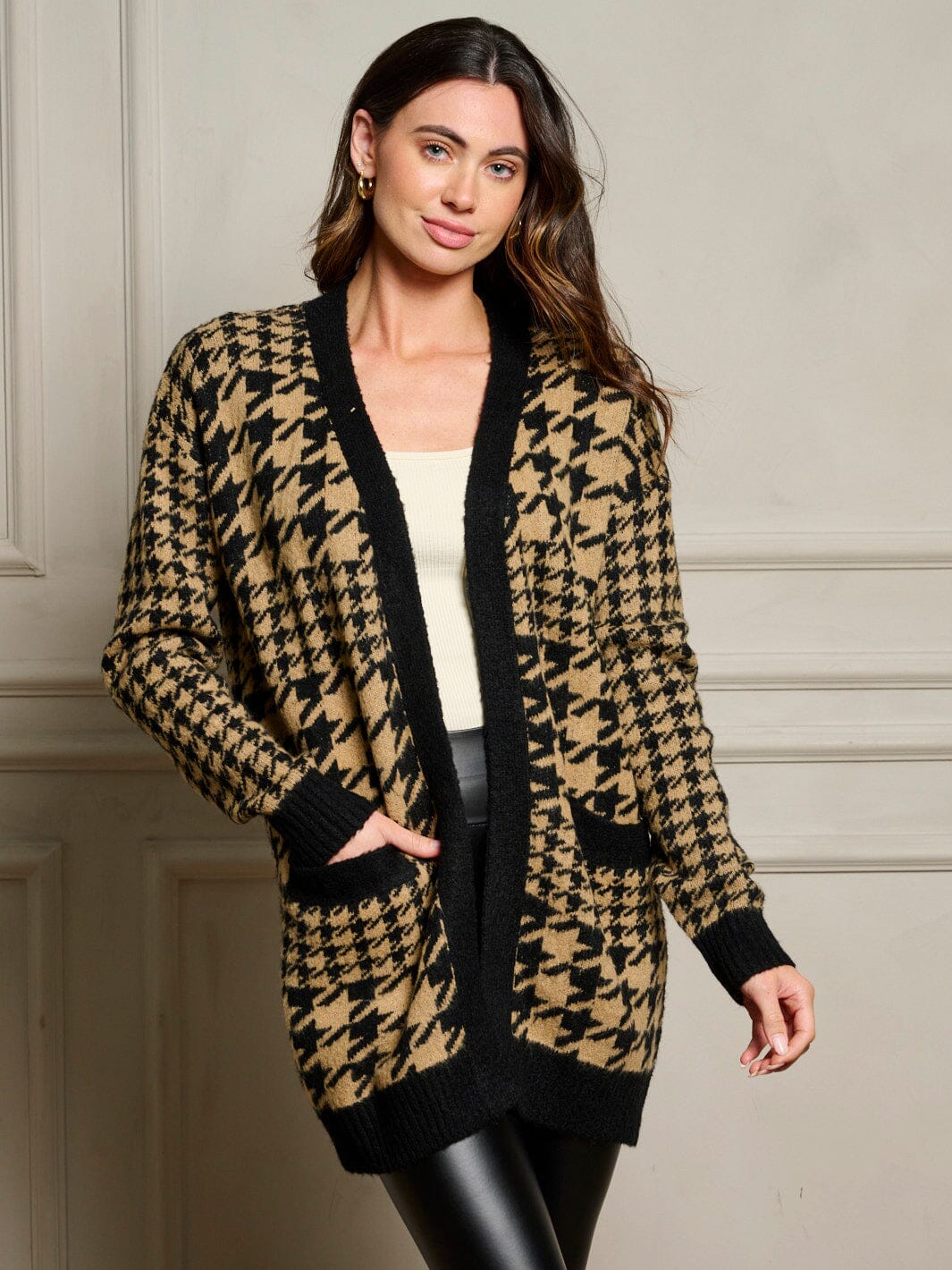 WOMEN'S LONG SLEEVE POCKETS BUTTON UP COLORBLOCK CARDIGAN
