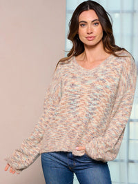 WOMEN'S LONG SLEEVE COLORBLOCK STRIPES PULLOVER SWEATER (Copy)