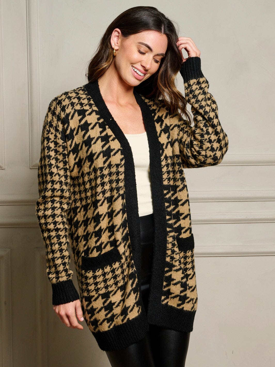 WOMEN'S LONG SLEEVE POCKETS BUTTON UP COLORBLOCK CARDIGAN