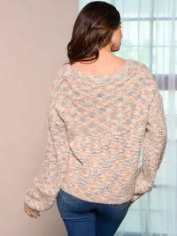 WOMEN'S LONG SLEEVE COLORBLOCK STRIPES PULLOVER SWEATER (Copy)