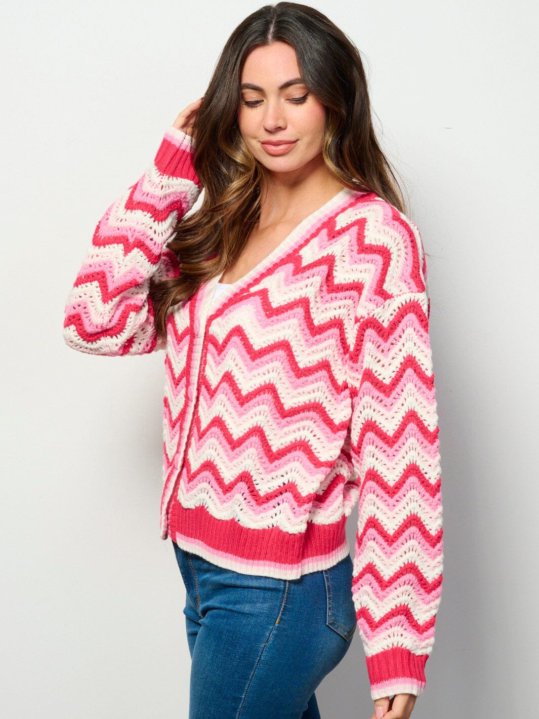 WOMEN'S LONG SLEEVE BUTTON CLOSURE KNIT SWEATER CARDIGAN