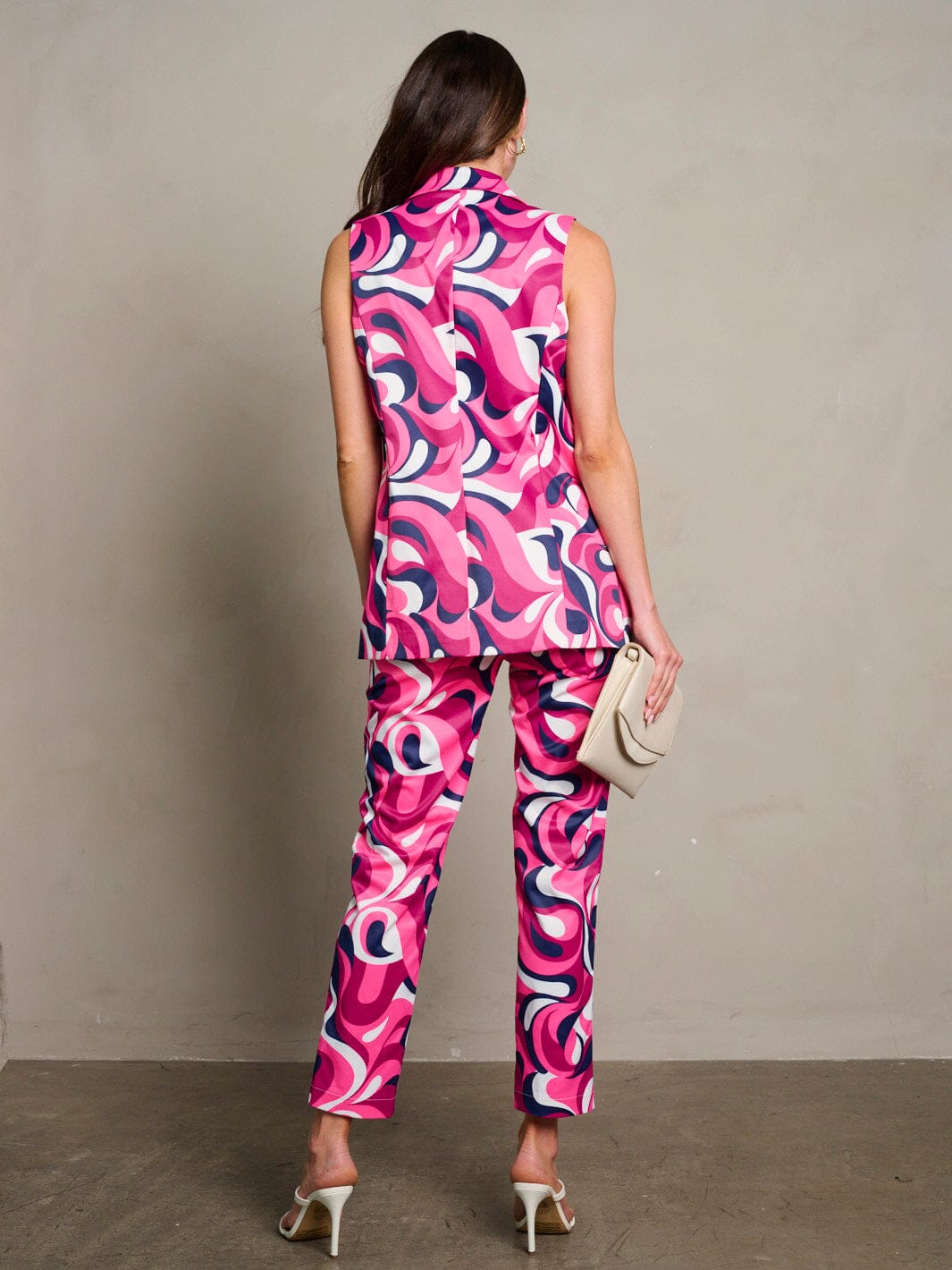 WOMEN'S BUTTON CLOSURE POCKETS MULTI PRINT PANTS