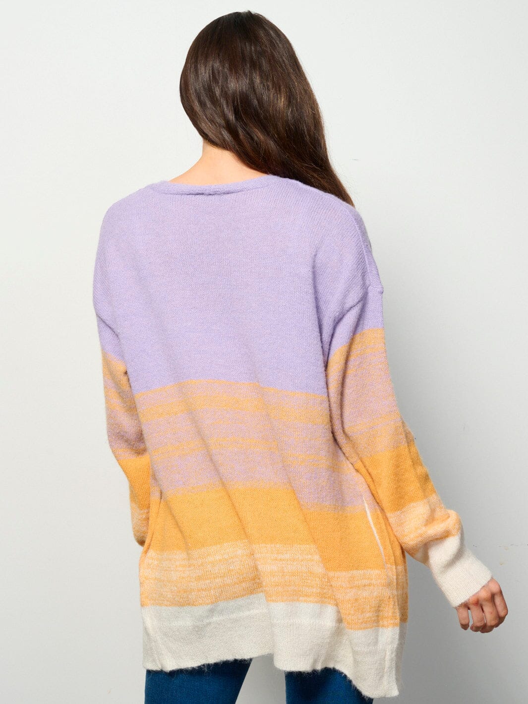 WOMEN'S LONG SLEEVE OPEN FRONT POCKETS COLORBLOCK CARDIGAN