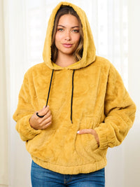WOMEN'S LONG SLEEVE FRONT POCKETS HOODED PULLOVER SWEATER