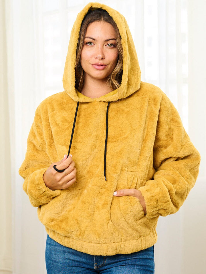 WOMEN'S LONG SLEEVE FRONT POCKETS HOODED PULLOVER SWEATER