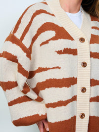 WOMEN'S LONG SLEEVE BUTTON CLOSURE PRINTED CARDIGAN