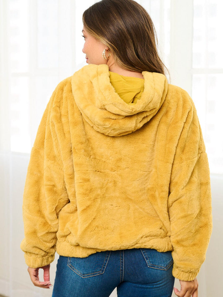 WOMEN'S LONG SLEEVE FRONT POCKETS HOODED PULLOVER SWEATER