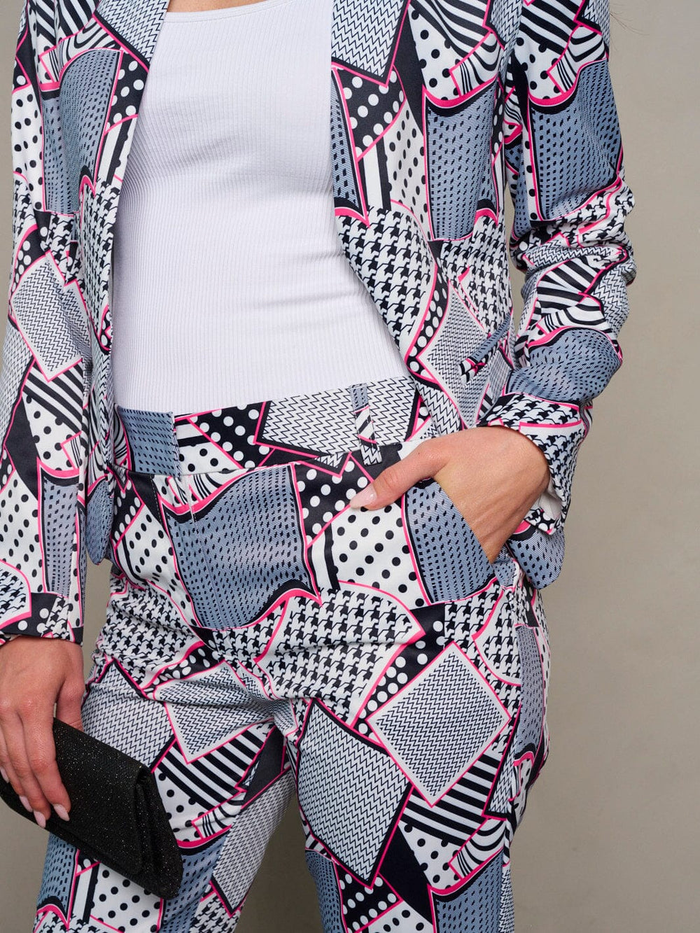 WOMEN'S BUTTON CLOSURE POCKETS MULTI PRINT PANTS