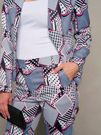 WOMEN'S BUTTON CLOSURE POCKETS MULTI PRINT PANTS