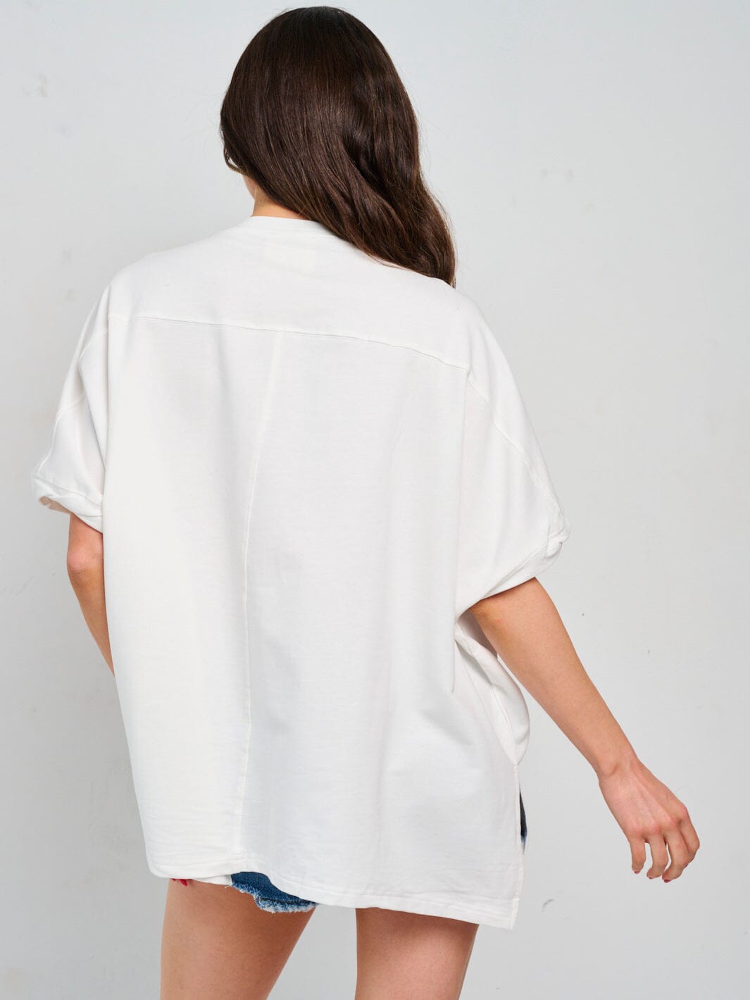WOMEN'S SHORT SLEEVE HIGH-LOW PATRIOTIC HEARTS SHIRT