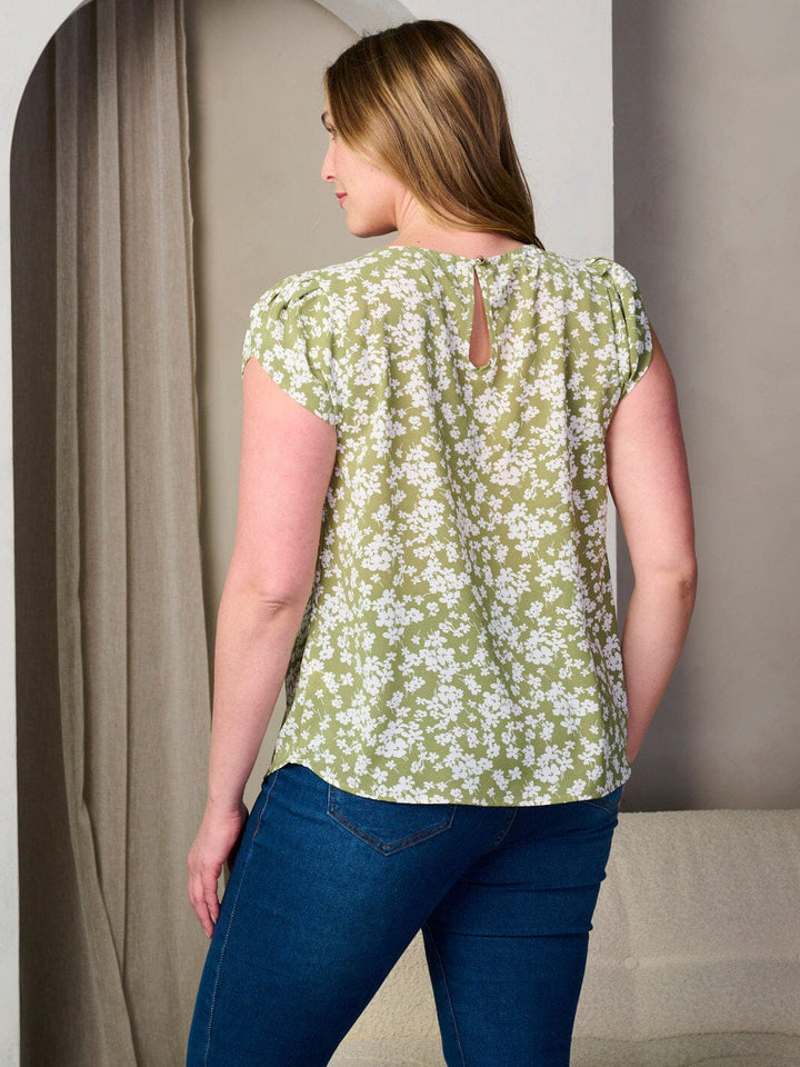 PLUS SIZE SHORT SLEEVE FLORAL TUNIC BLOUSE TOP