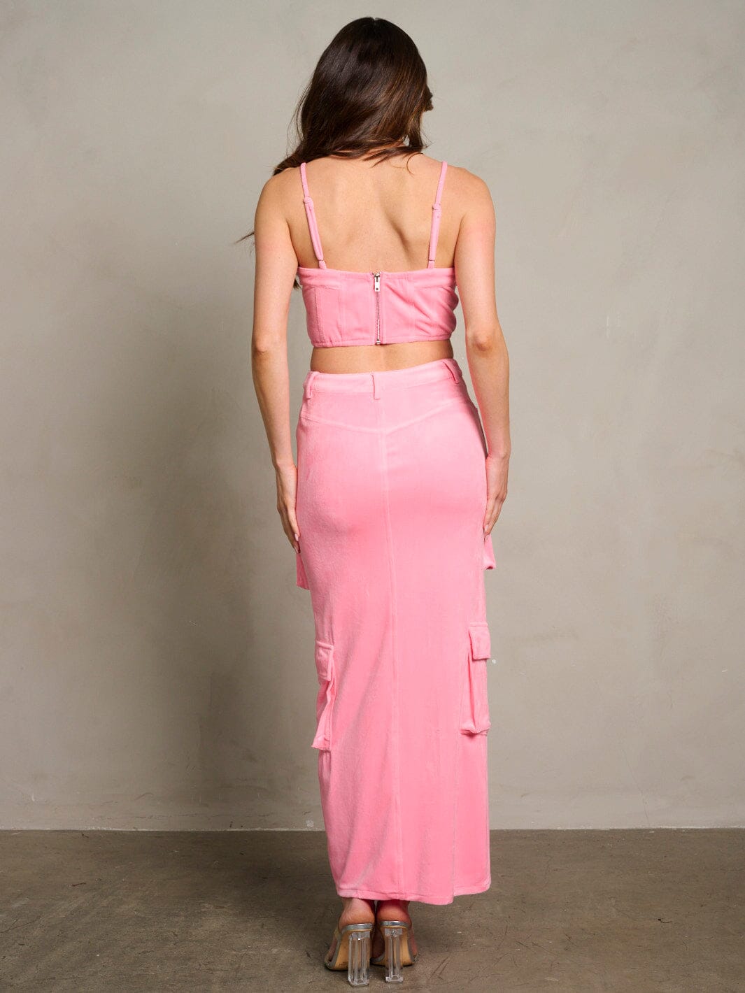 WOMEN'S SLEEVELESS CROP TOP & MAXI SKIRT CARGO 2PC. SET