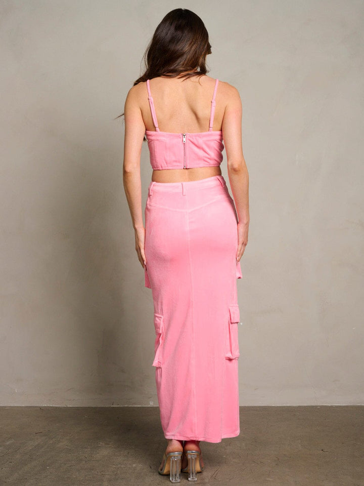 WOMEN'S SLEEVELESS CROP TOP & MAXI SKIRT CARGO 2PC. SET