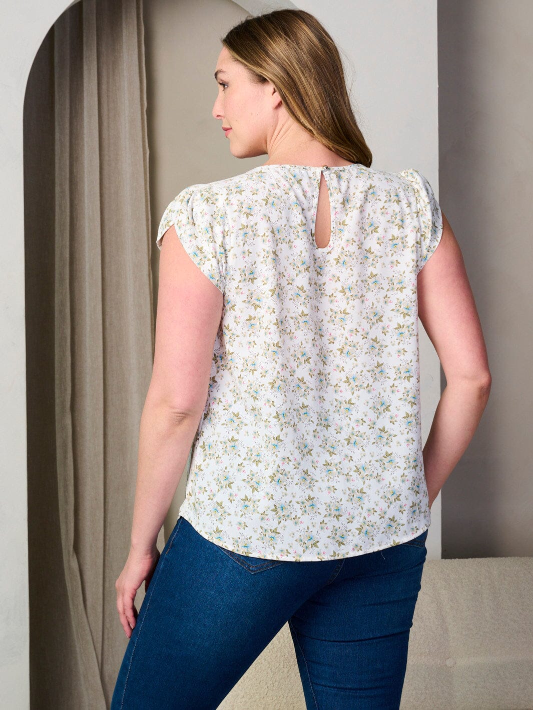 PLUS SIZE SHORT SLEEVE FLORAL TUNIC BLOUSE TOP