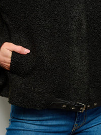 WOMEN'S LONG SLEEVE BUTTON CLOSURE POCKETS SHERPA JACKET