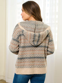 WOMEN'S LONG SLEEVE OPEN FRONT HOODED SWEATER CARDIGAN