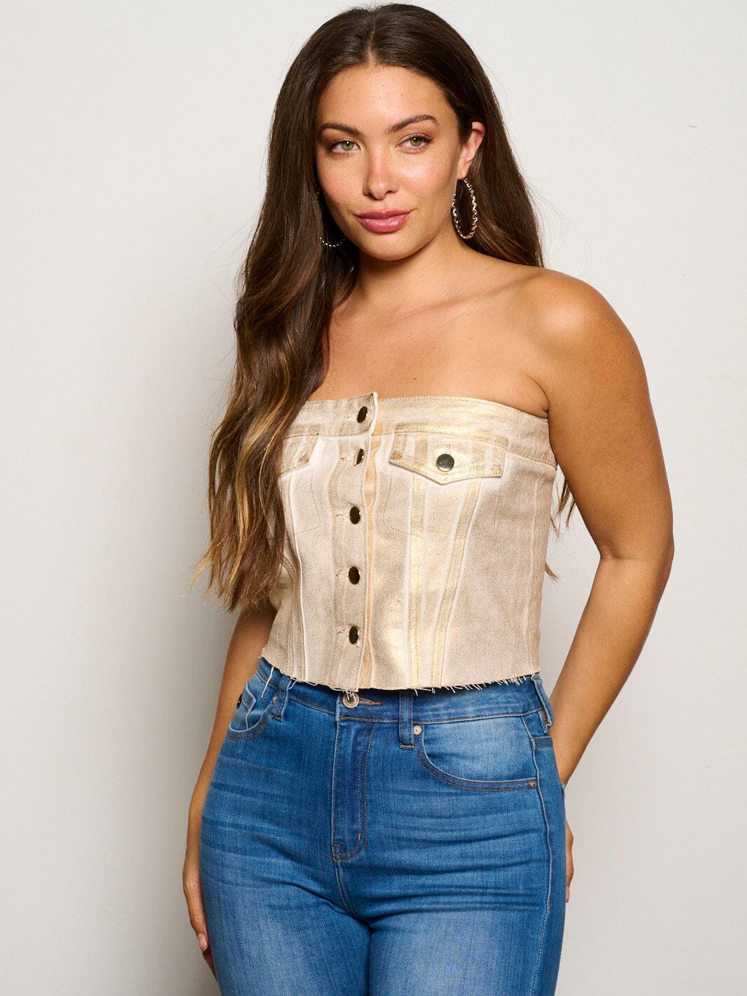 WOMEN'S SLEEVELESS SMOCK BUTTON UP SHIMMER TOP