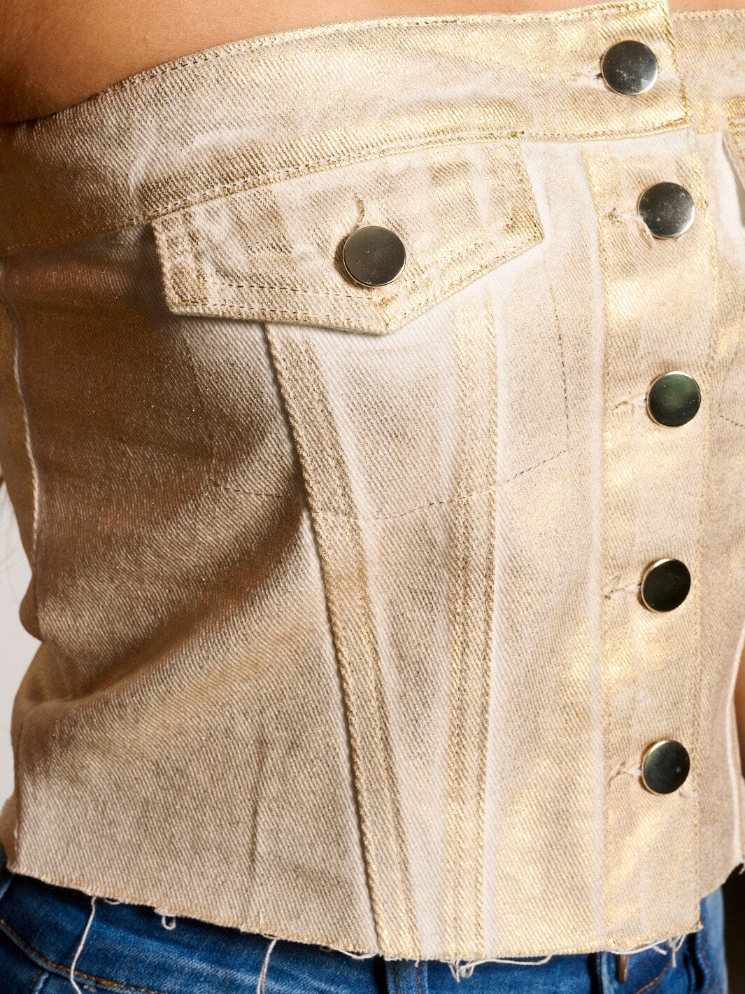 WOMEN'S SLEEVELESS SMOCK BUTTON UP SHIMMER TOP