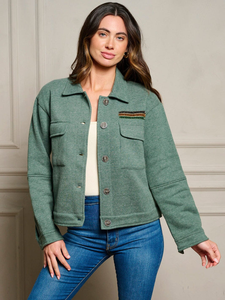 WOMEN'S LONG SLEEVE BUTTON UP POCKETS JACKET