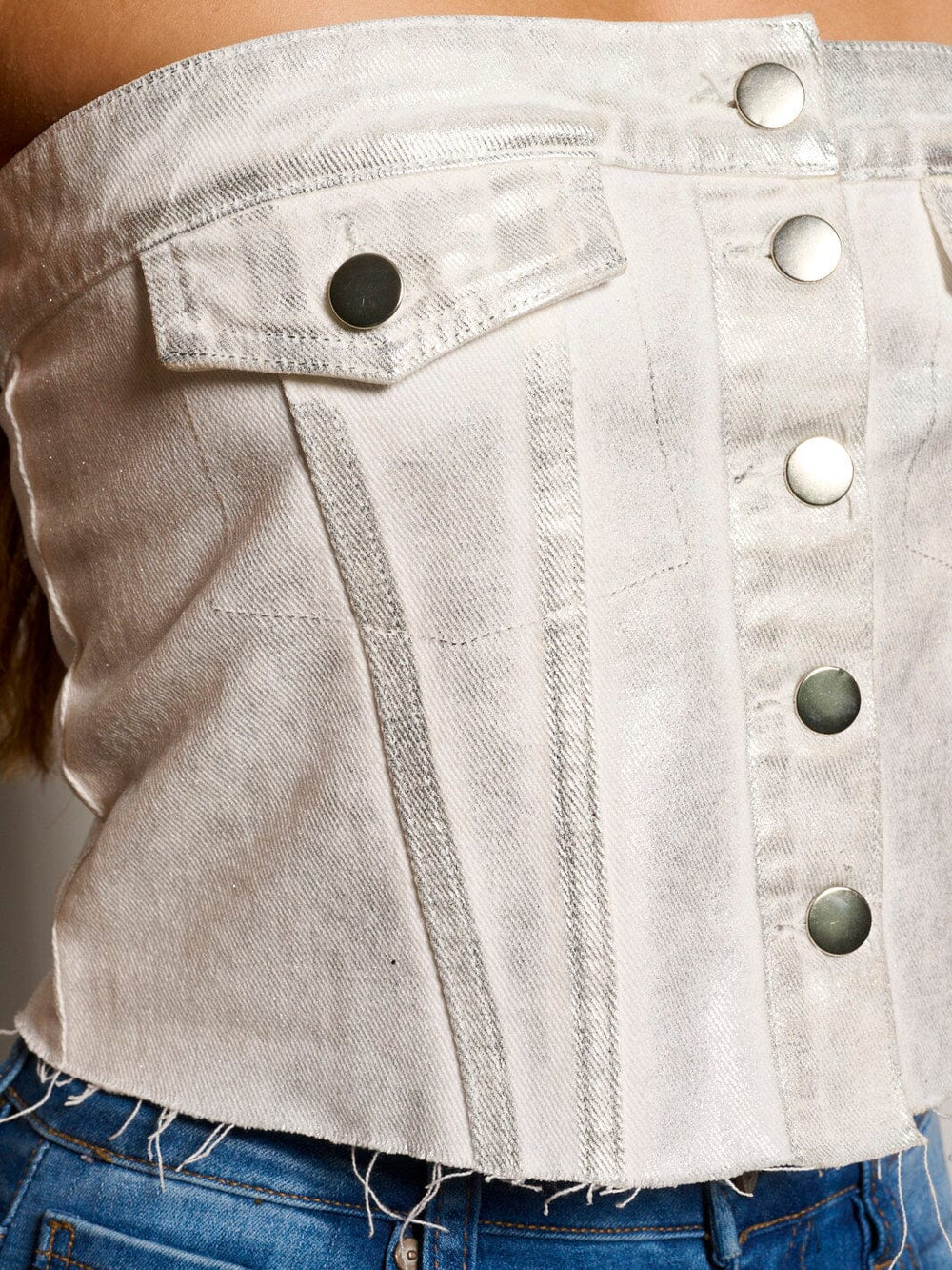 WOMEN'S SLEEVELESS SMOCK BUTTON UP SHIMMER TOP