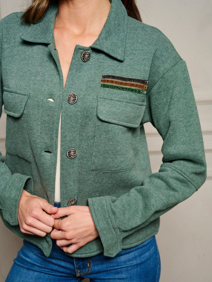 WOMEN'S LONG SLEEVE BUTTON UP POCKETS JACKET