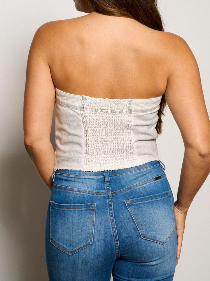 WOMEN'S SLEEVELESS SMOCK BUTTON UP SHIMMER TOP