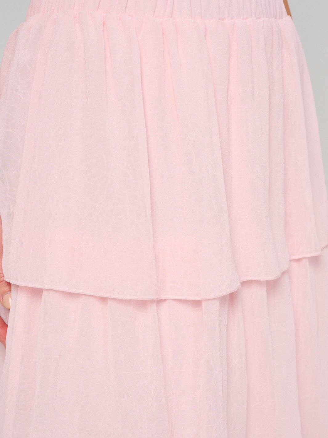 WOMEN'S ELASTIC WAIST RUFFLE TIERED MAXI SKIRT