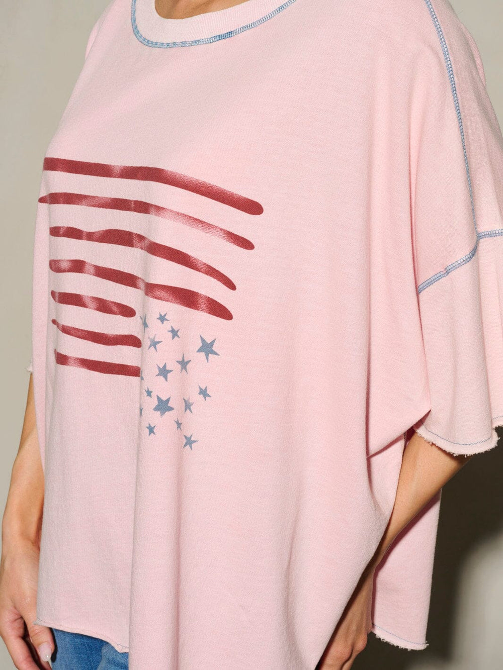 WOMEN'S SHORT SLEEVE AMERICAN FLAG PATRIOTIC TUNIC BLOUSE TOP