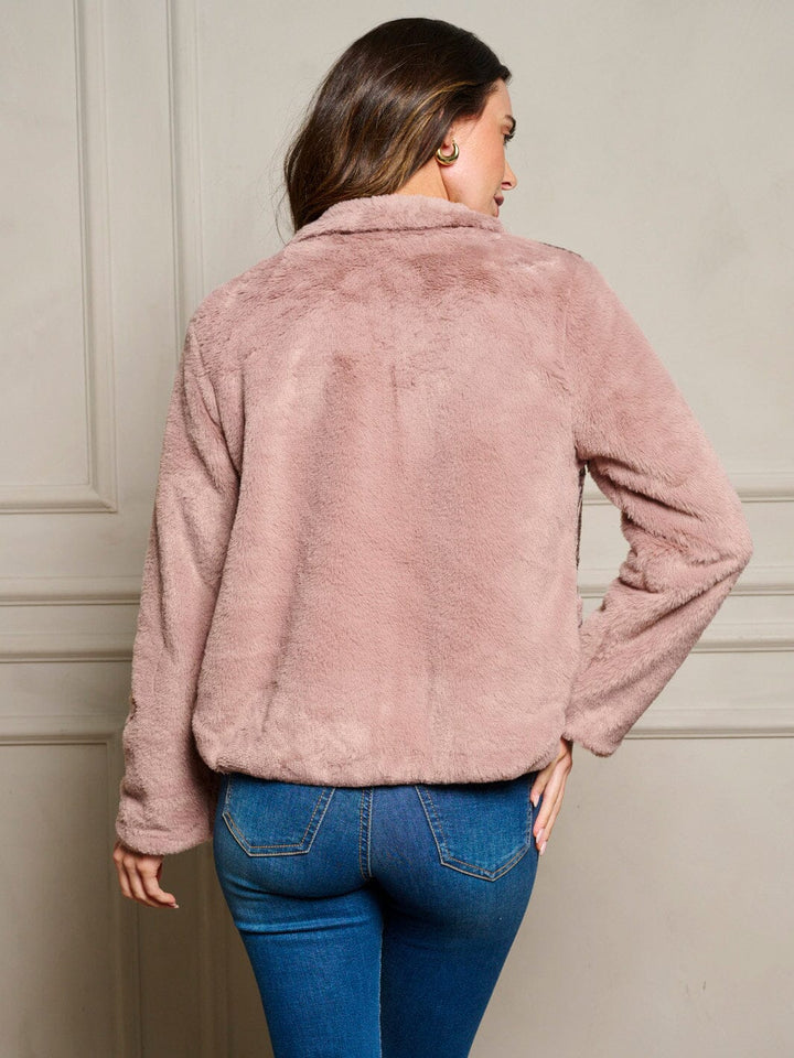 WOMEN'S LONG SLEEVE POCKETS ZIP UP ANIMAL PRINT JACKET