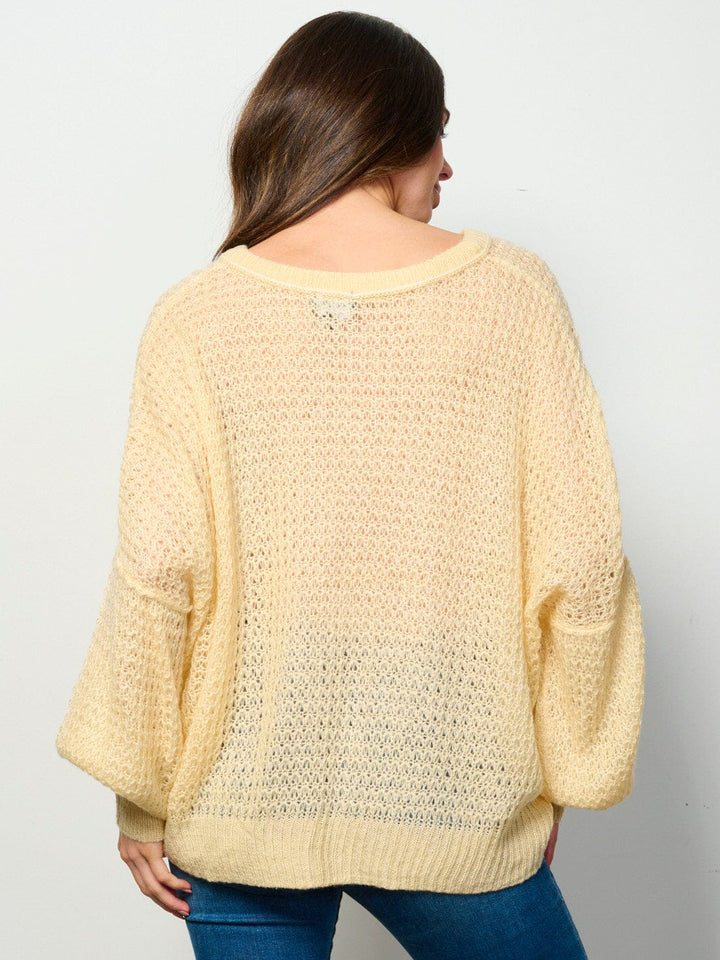 WOMEN'S LONG SLEEVE V-NECK KNIT PULLOVER SWEATER