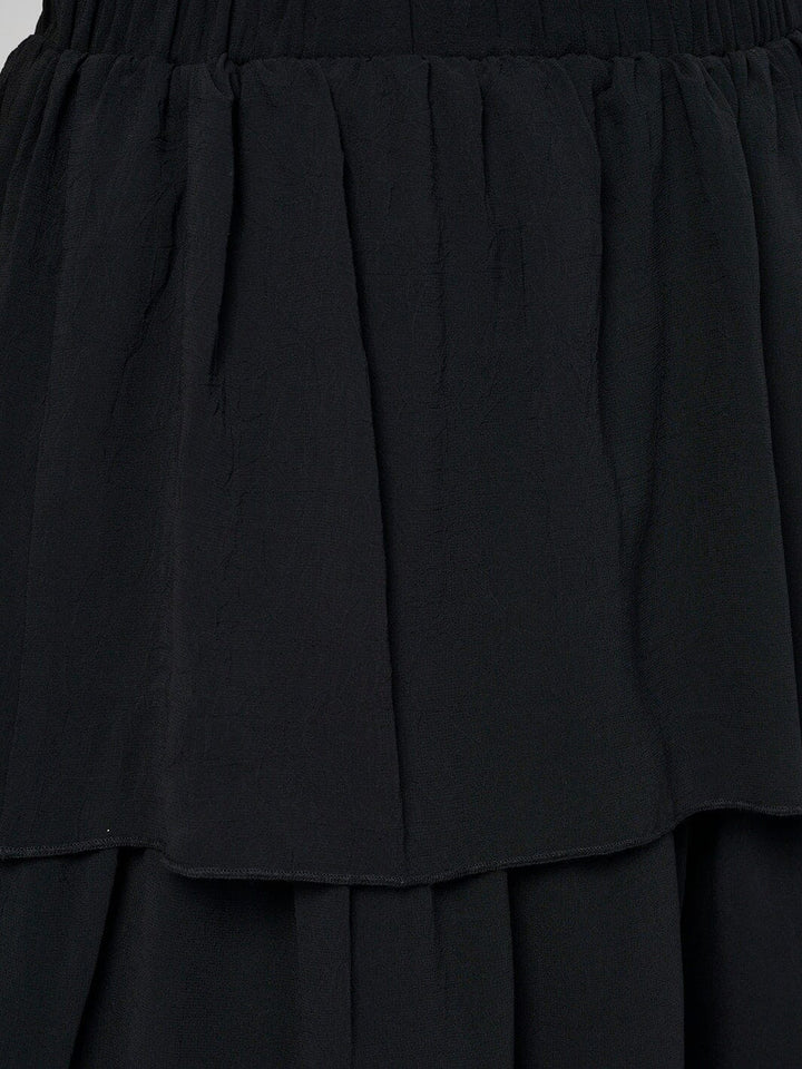 WOMEN'S ELASTIC WAIST RUFFLE TIERED MAXI SKIRT