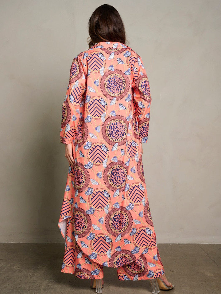 WOMEN'S CROP TOP WITH KIMONO & PANTS MULTI PRINT 3PC. SET