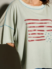 WOMEN'S SHORT SLEEVE AMERICAN FLAG PATRIOTIC TUNIC BLOUSE TOP