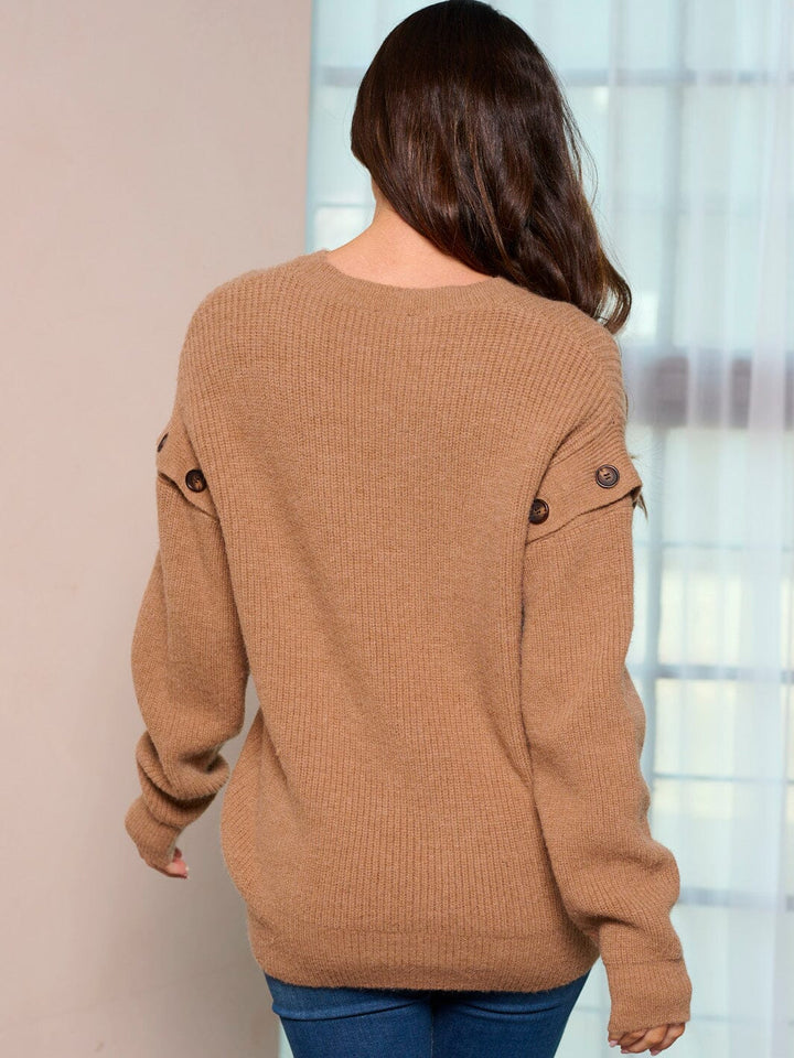 WOMEN'S LONG REMOVABLE SLEEVES PULLOVER SWEATER