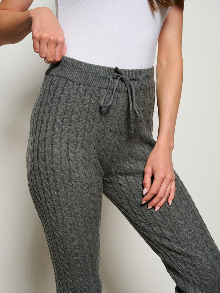 WOMEN'S ELASTIC WAIST CABLE KNIT SKINNY PANTS