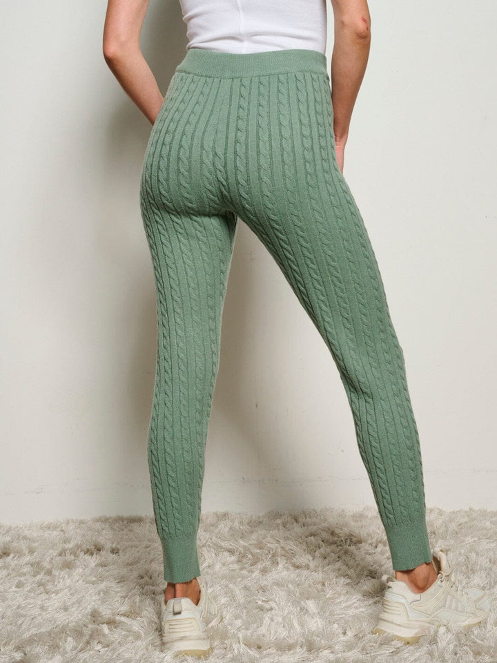 WOMEN'S ELASTIC WAIST CABLE KNIT SKINNY PANTS
