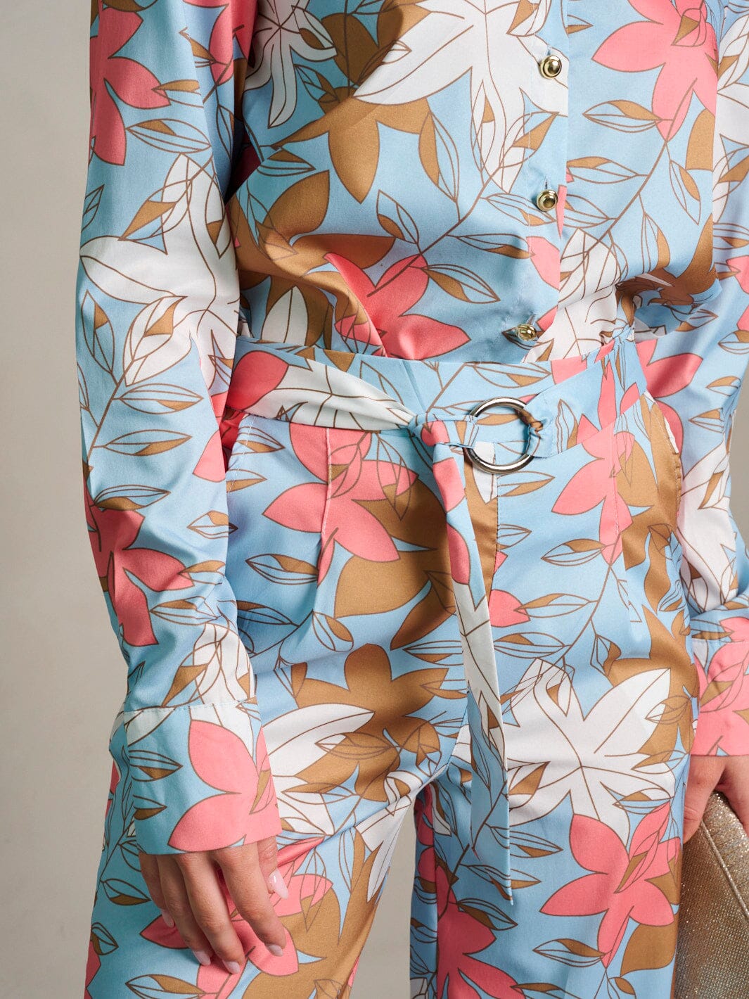 WOMEN'S LONG SLEEVE TOP & WIDE LEG PANTS FLORAL PRINT 2PC. SET