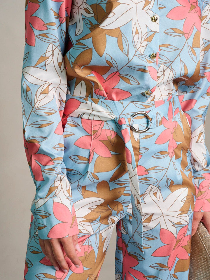 WOMEN'S LONG SLEEVE TOP & WIDE LEG PANTS FLORAL PRINT 2PC. SET