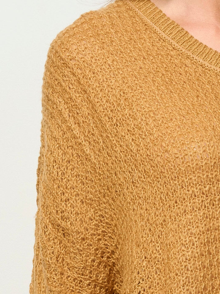 WOMEN'S LONG SLEEVE V-NECK KNIT PULLOVER SWEATER