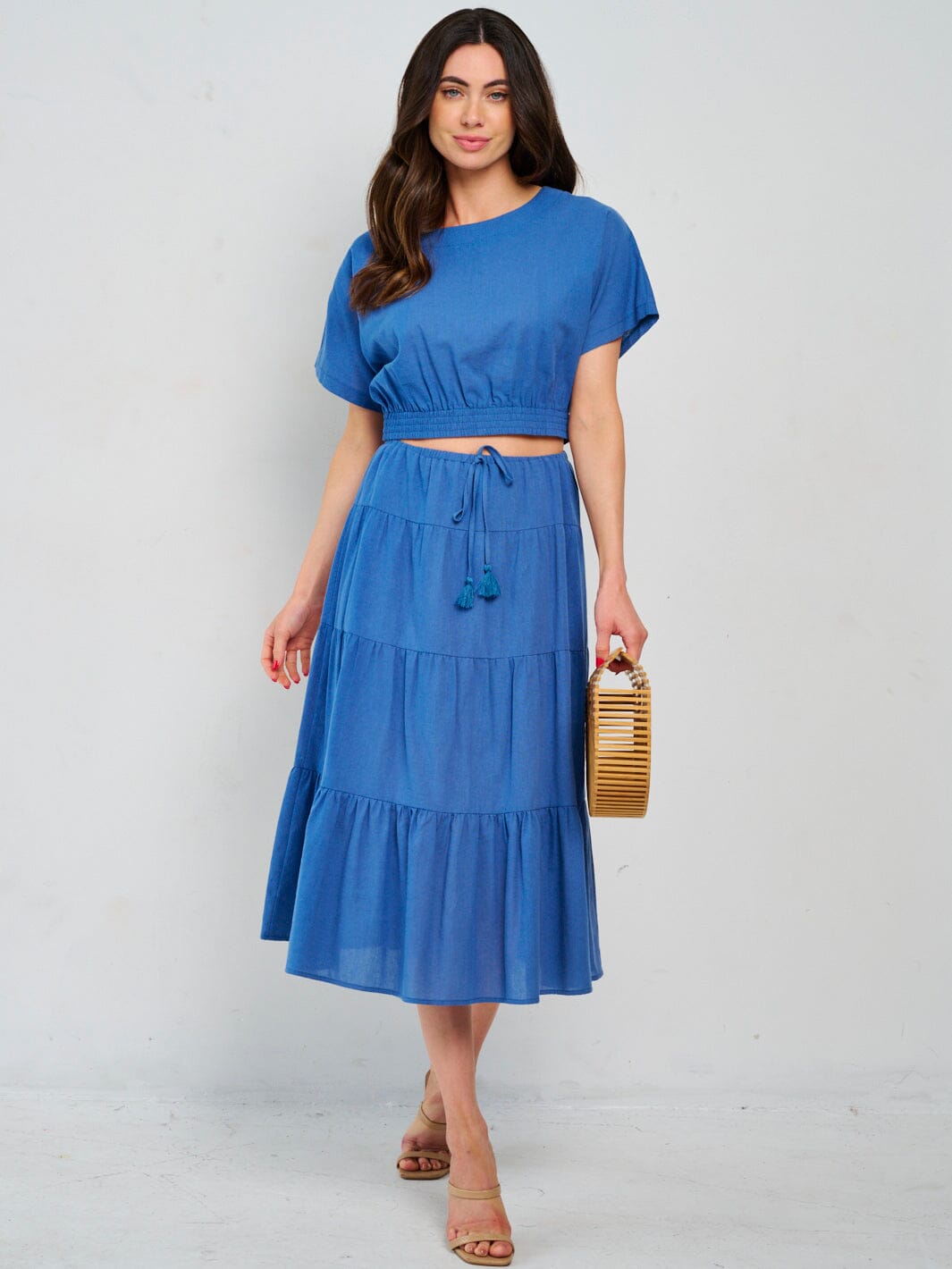 WOMEN'S SHORT SLEEVE TOP & ELASTIC WAIST MAXI SKIRT 2PC. SET