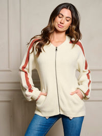 WOMEN'S LONG SLEEVE POCKETS ZIP UP SWEATER CARDIGAN