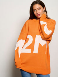 WOMEN'S LONG SLEEVE COLORBLOCK PULLOVER OVERSIZED SWEATER