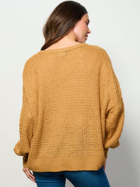 WOMEN'S LONG SLEEVE V-NECK KNIT PULLOVER SWEATER