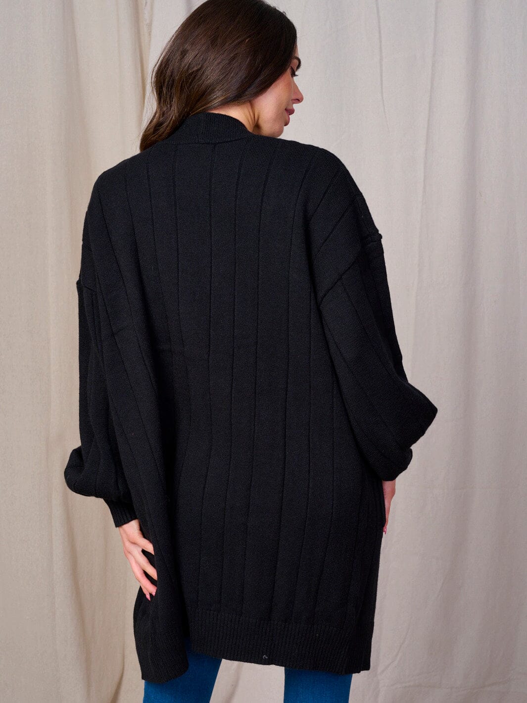 WOMEN'S LONG SLEEVE OPEN FRONT POCKETS CARDIGAN