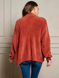 WOMEN'S LONG SLEEVE POCKETS ZIP UP FUZZY JACKET