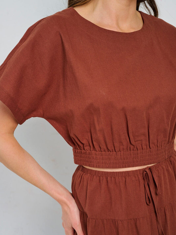 WOMEN'S SHORT SLEEVE TOP & ELASTIC WAIST MAXI SKIRT 2PC. SET