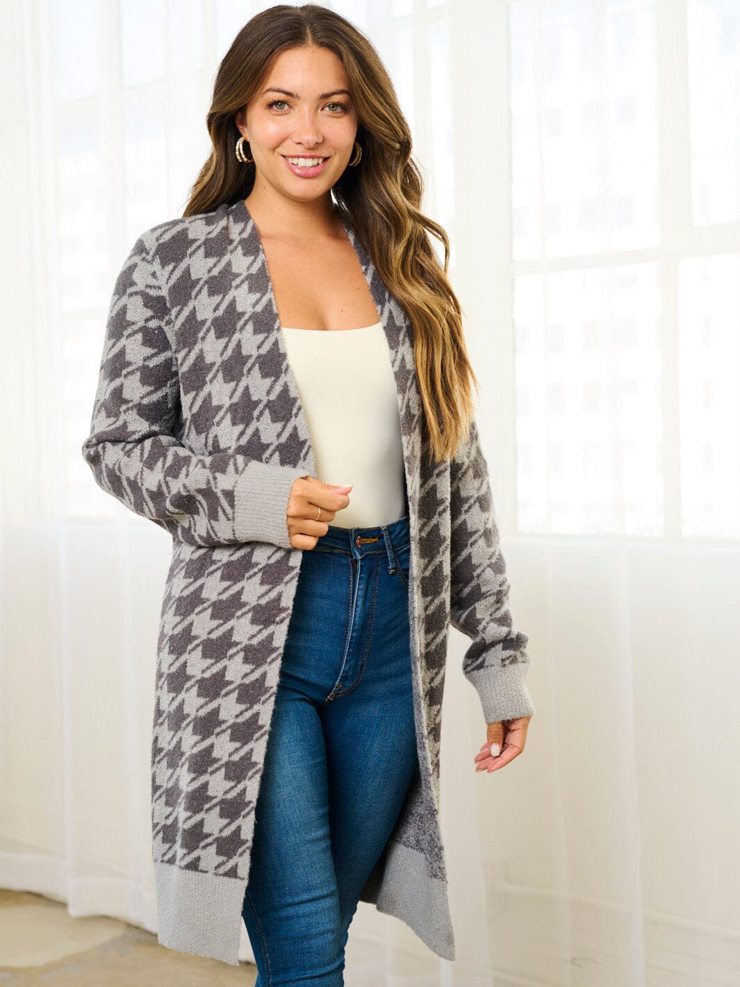 WOMEN'S LONG SLEEVE COLORBLOCK OPEN FRONT CARDIGAN