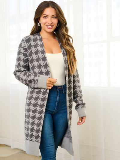 WOMEN'S LONG SLEEVE COLORBLOCK OPEN FRONT CARDIGAN